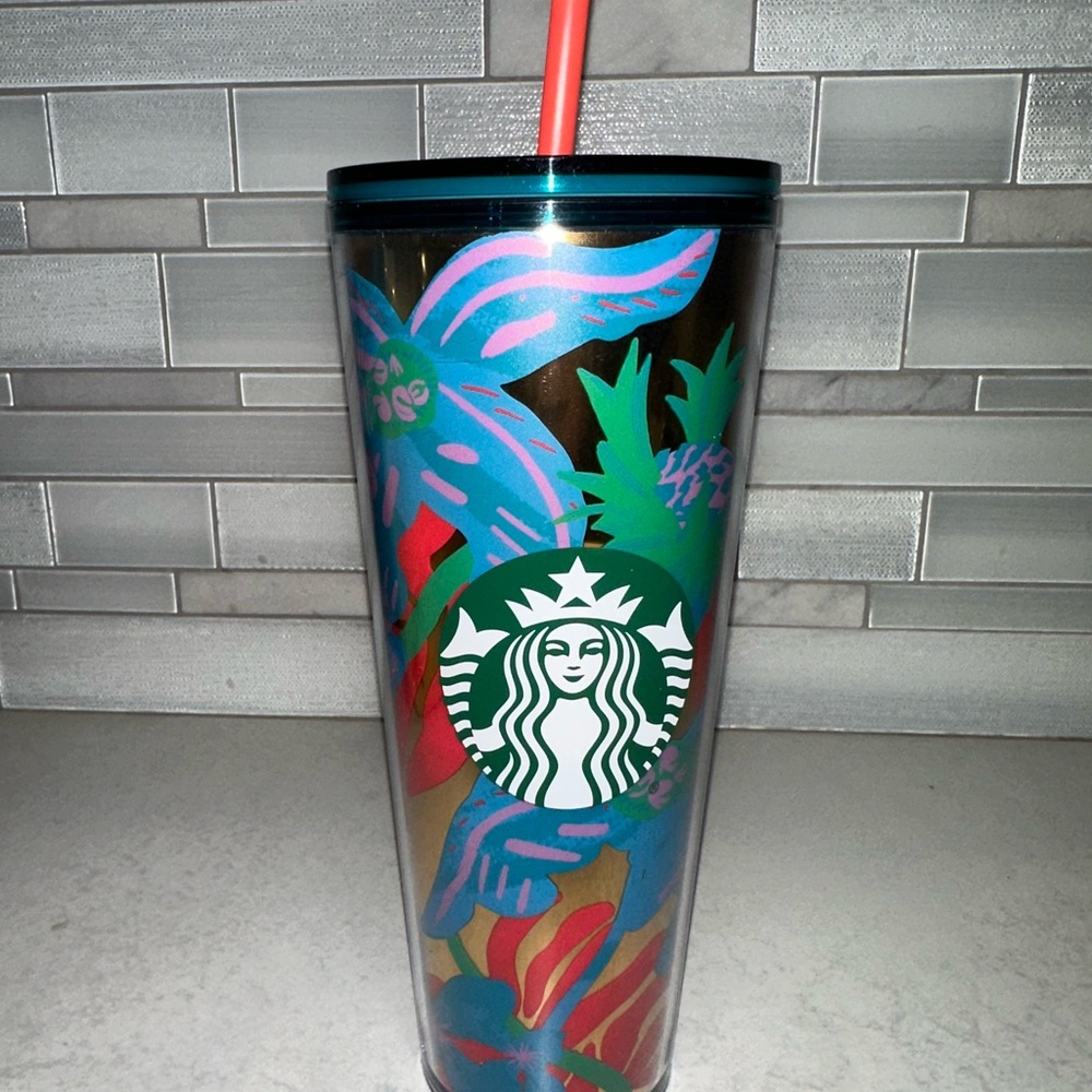 Starbucks Summer 2022 Forest Dream Aqua Terra Floral 24oz Tumbler Cold Cup
